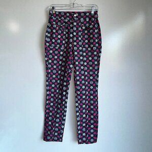 Anthropologie MAEVE Pink Geo Print Slim Ponte Retro Pants Size 4 ~ EUC